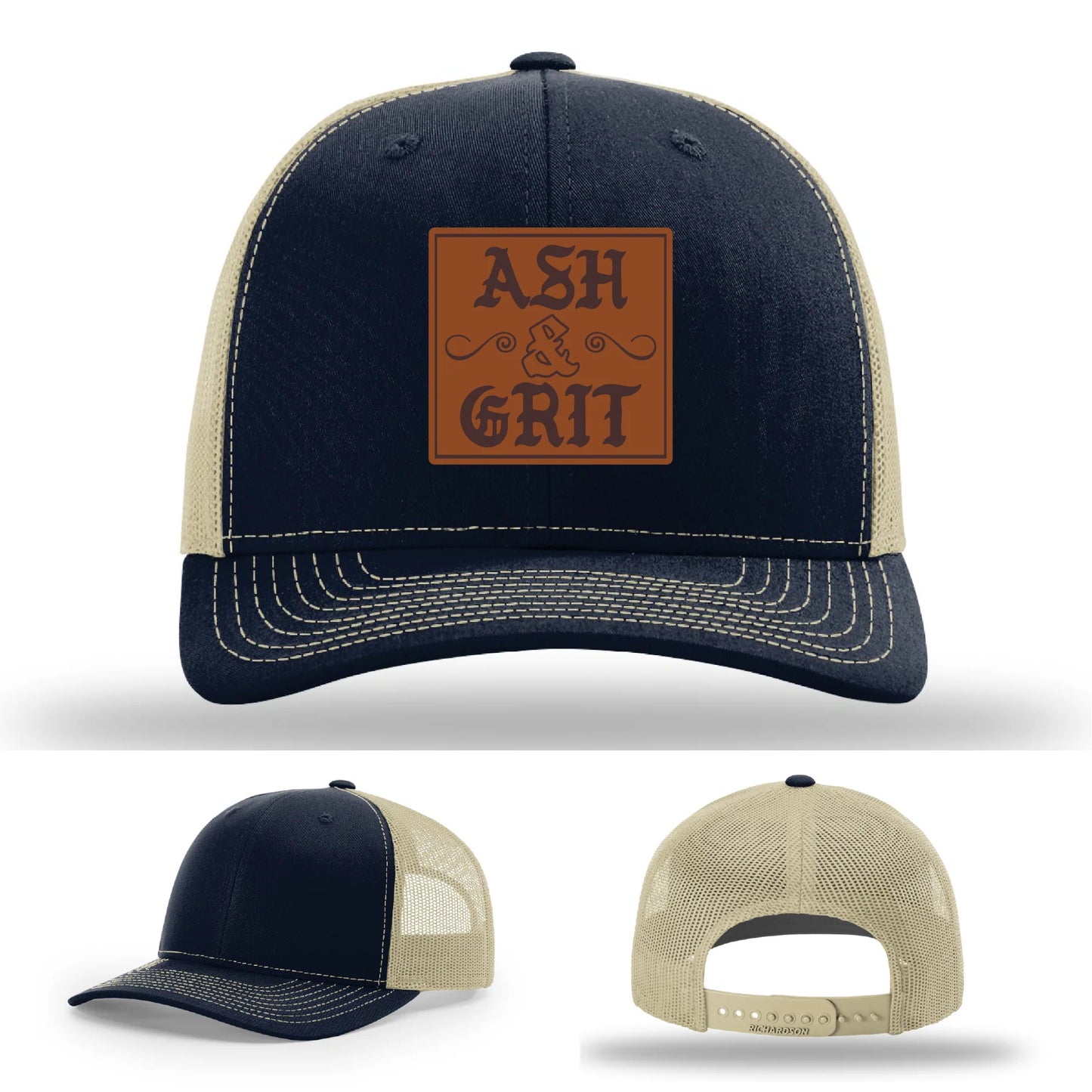 Framed in Grit – Ash & Grit Leather Patch Hat