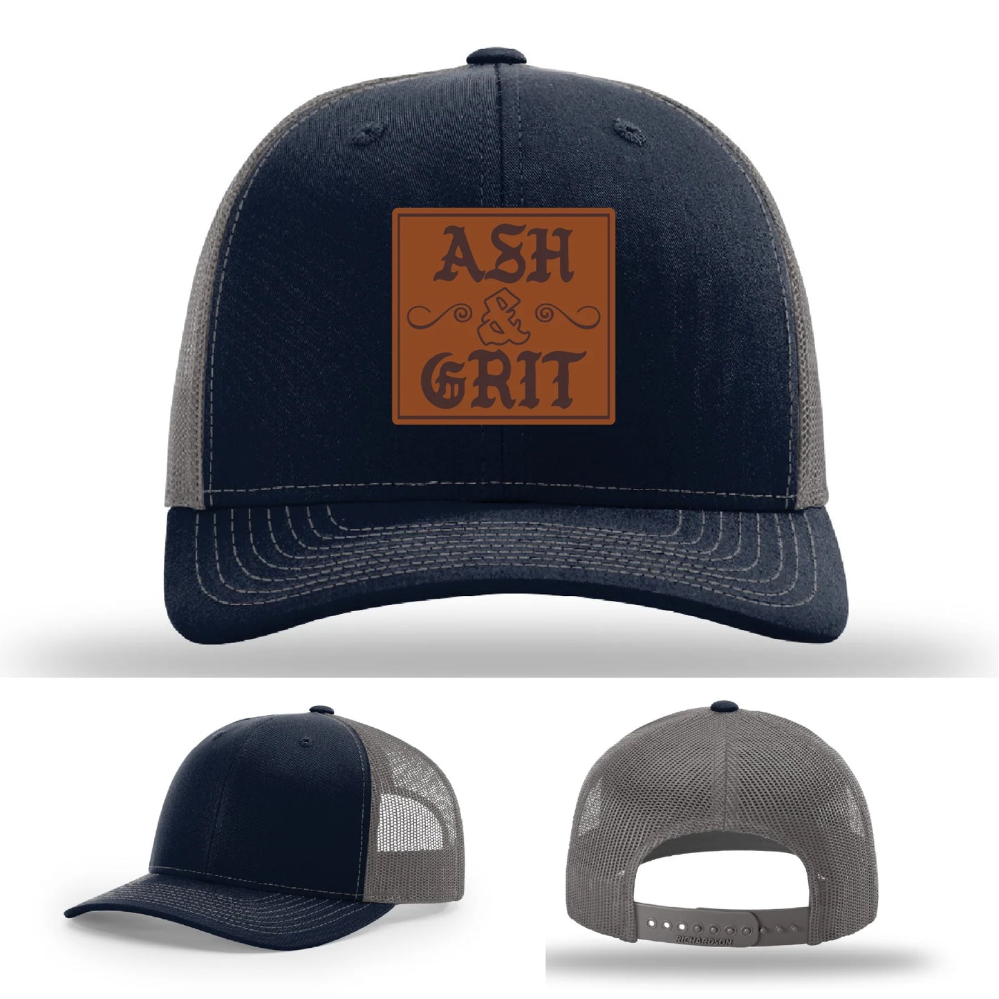 Framed in Grit – Ash & Grit Leather Patch Hat