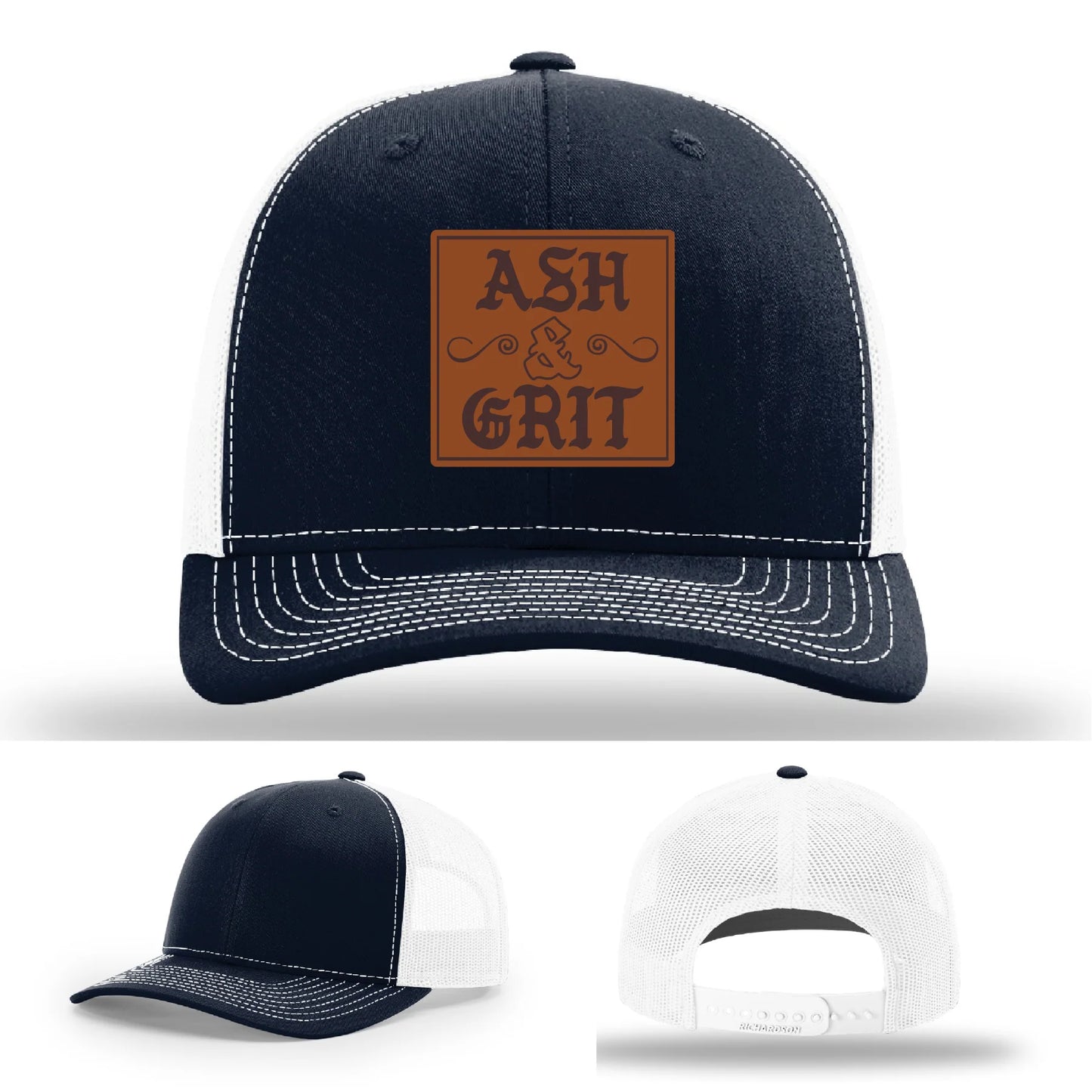 Framed in Grit – Ash & Grit Leather Patch Hat