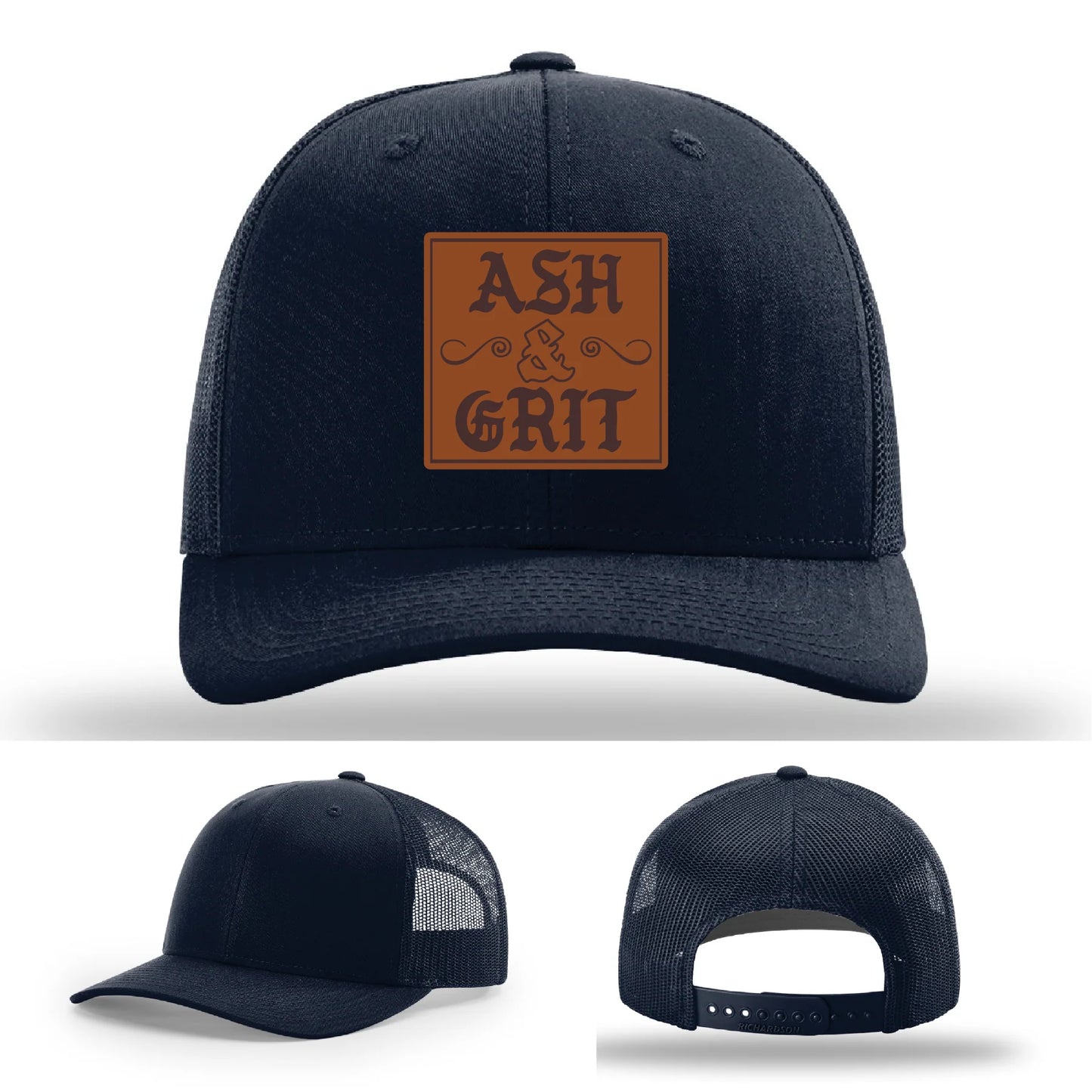 Framed in Grit – Ash & Grit Leather Patch Hat