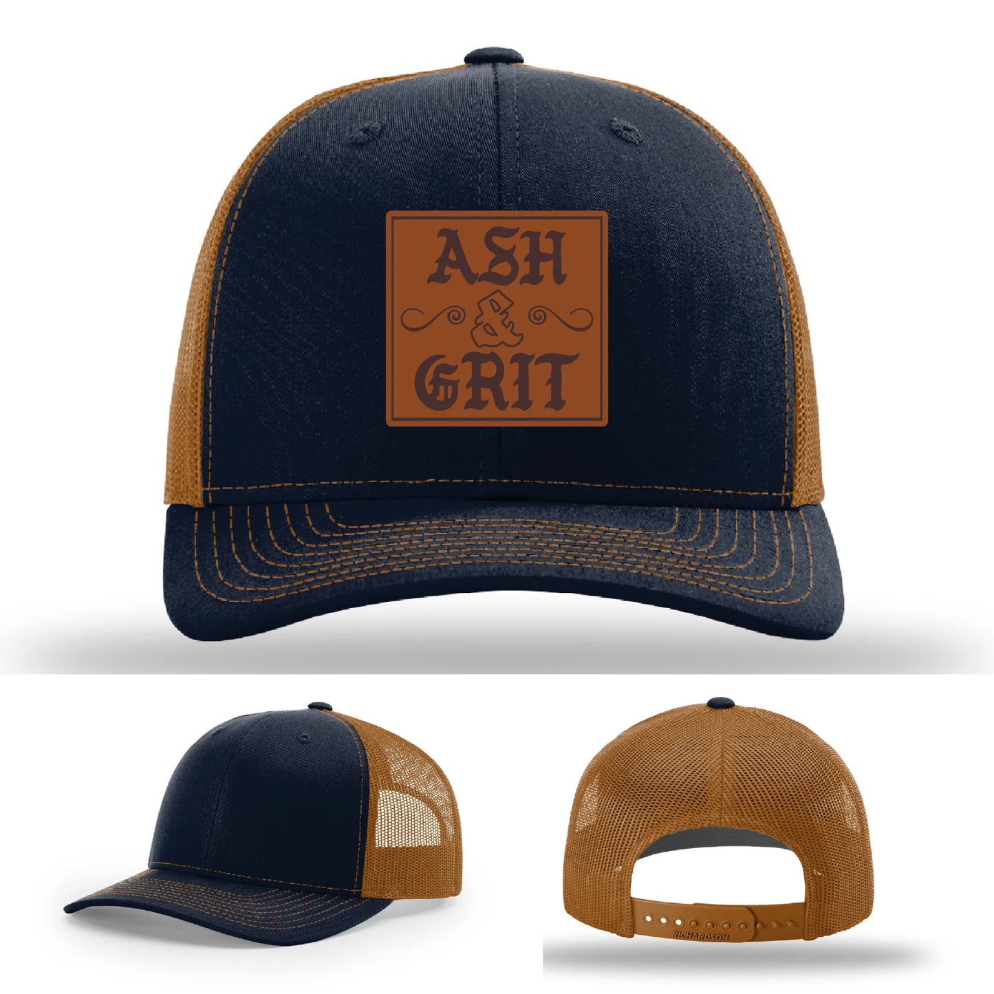 Framed in Grit – Ash & Grit Leather Patch Hat