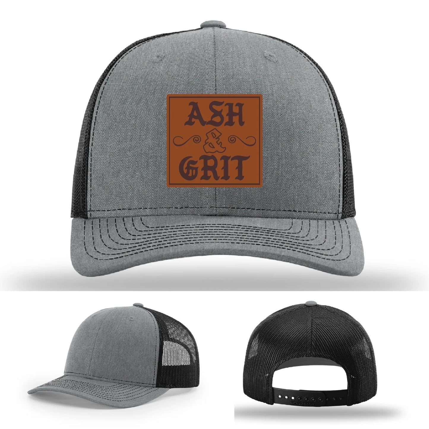 Framed in Grit – Ash & Grit Leather Patch Hat