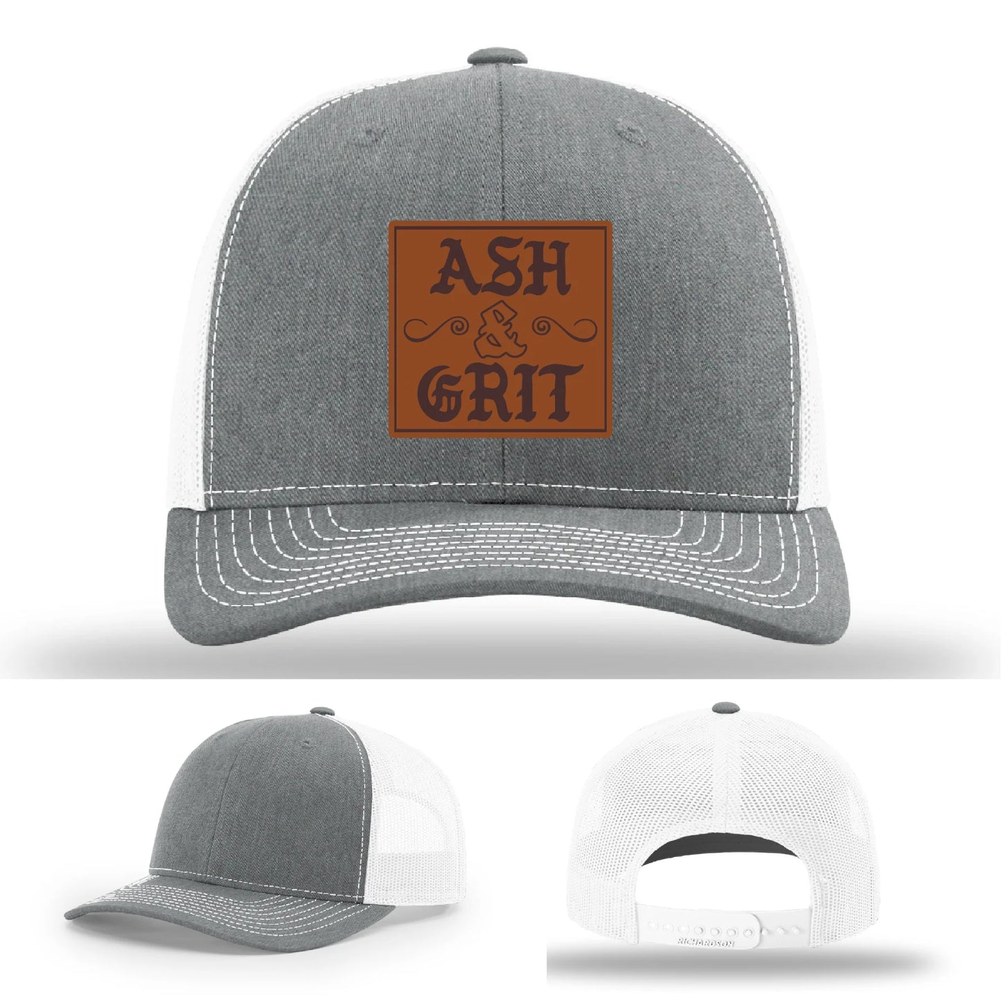 Framed in Grit – Ash & Grit Leather Patch Hat