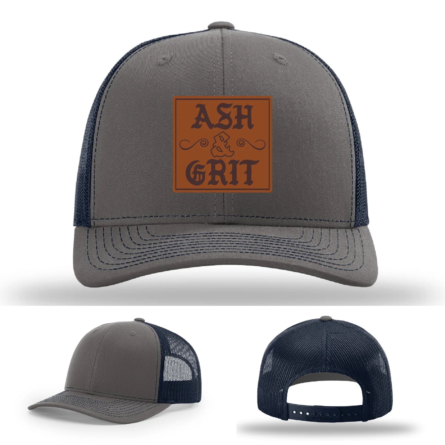 Framed in Grit – Ash & Grit Leather Patch Hat