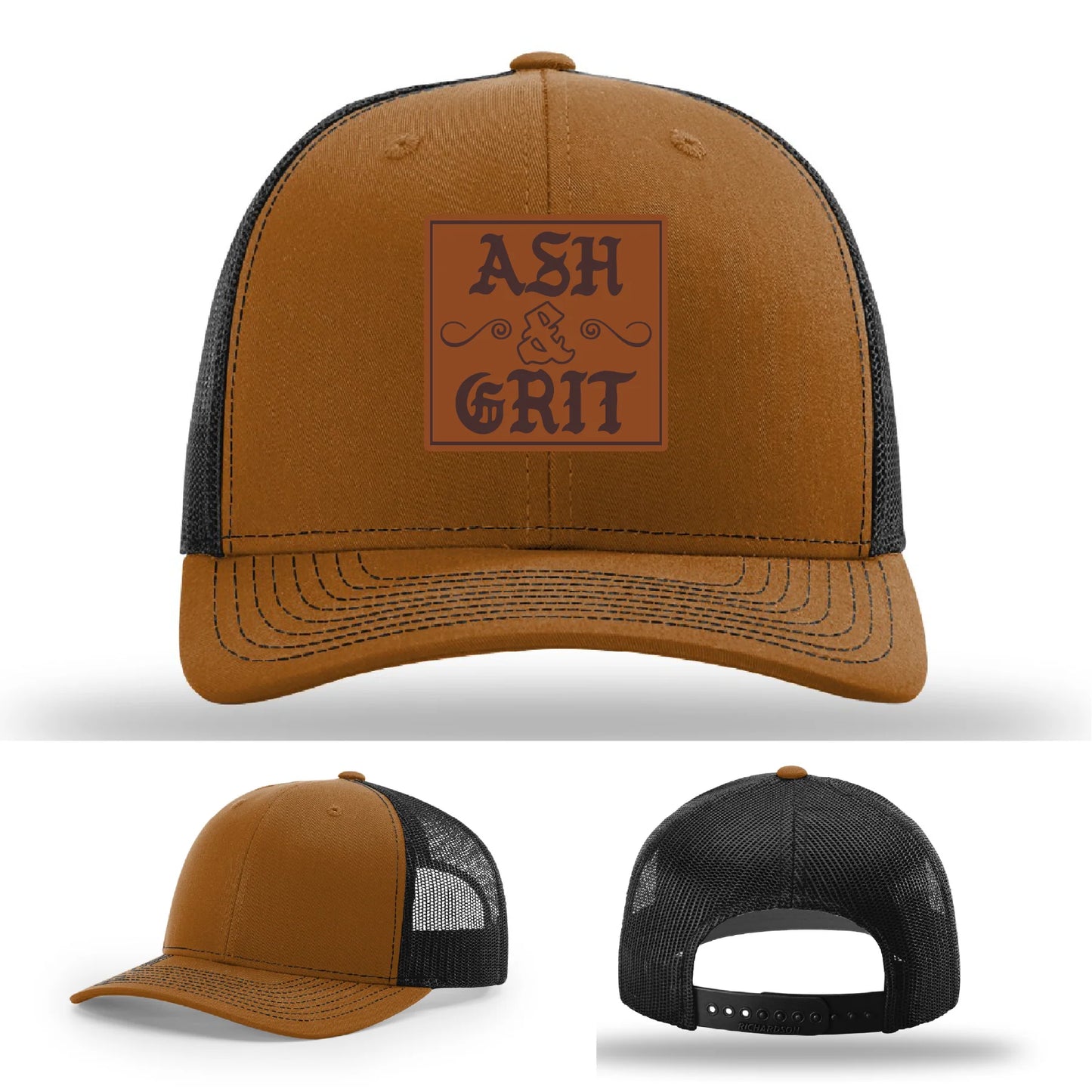 Framed in Grit – Ash & Grit Leather Patch Hat