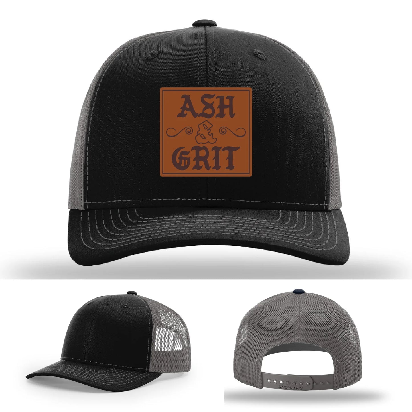 Framed in Grit – Ash & Grit Leather Patch Hat