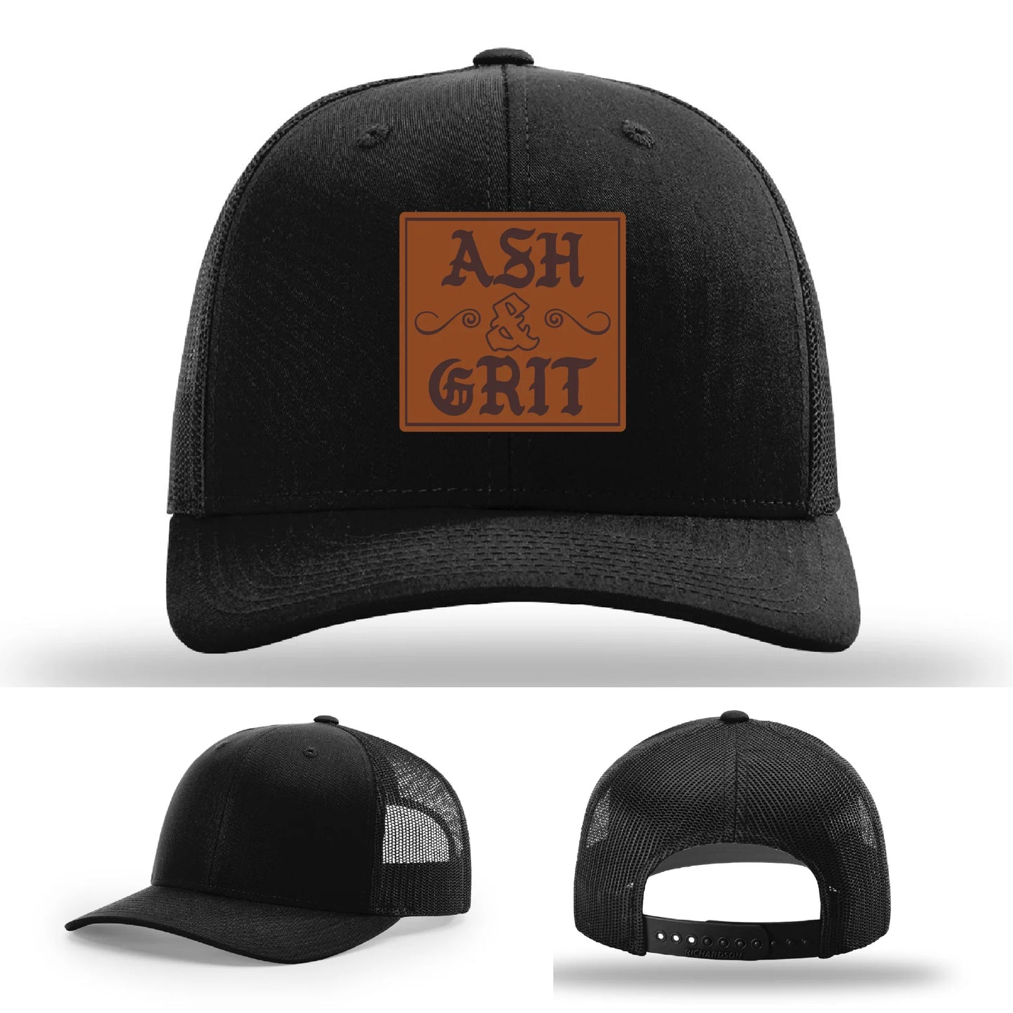 Framed in Grit – Ash & Grit Leather Patch Hat