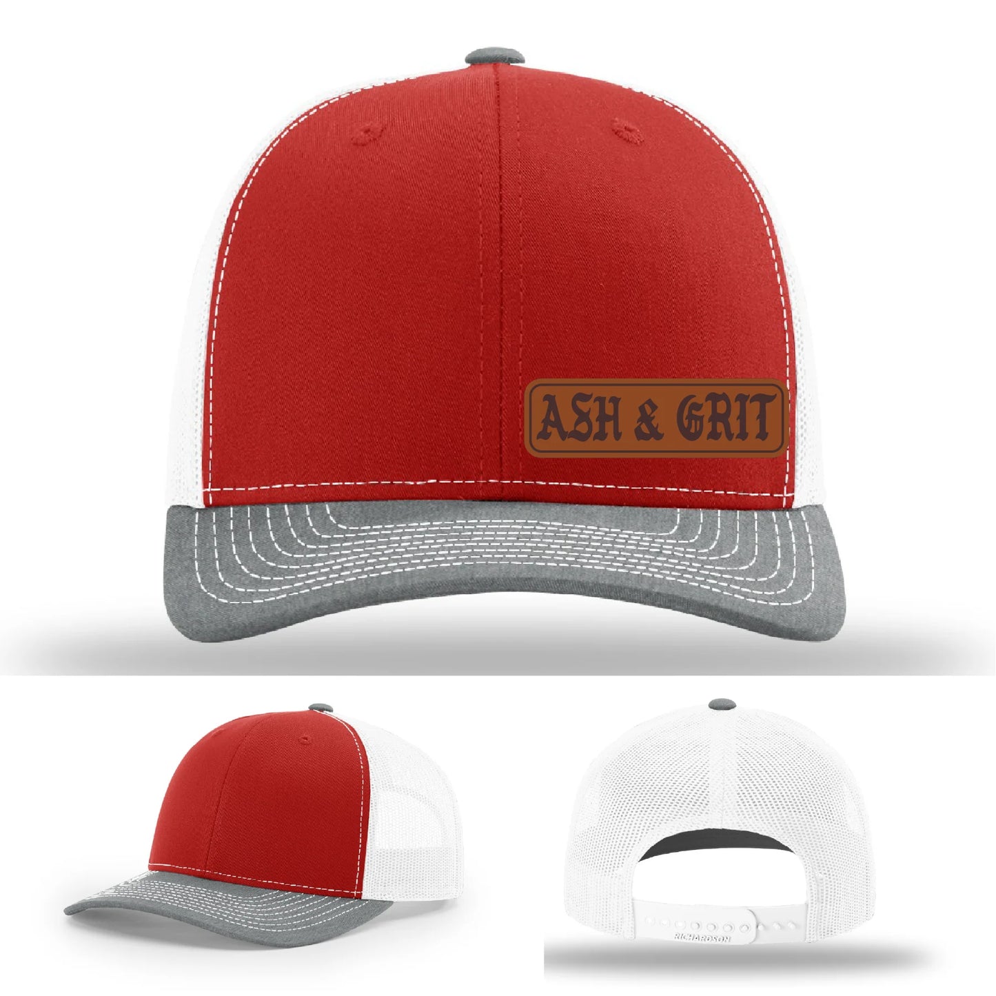 Stay Low & Flow – Ash & Grit Offset Leather Patch Hat