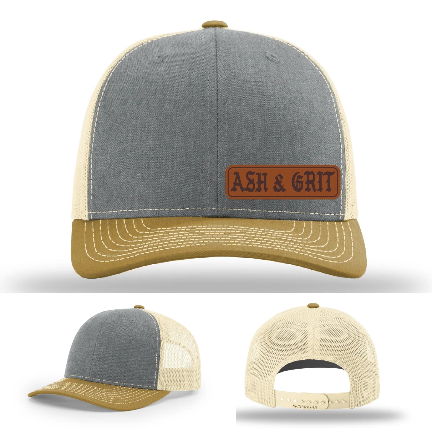 Stay Low & Flow – Ash & Grit Offset Leather Patch Hat