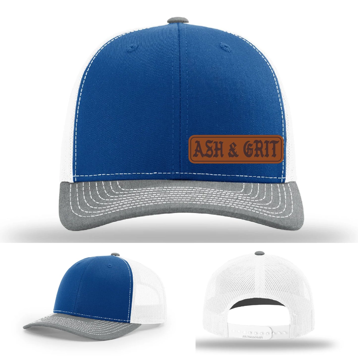 Stay Low & Flow – Ash & Grit Offset Leather Patch Hat