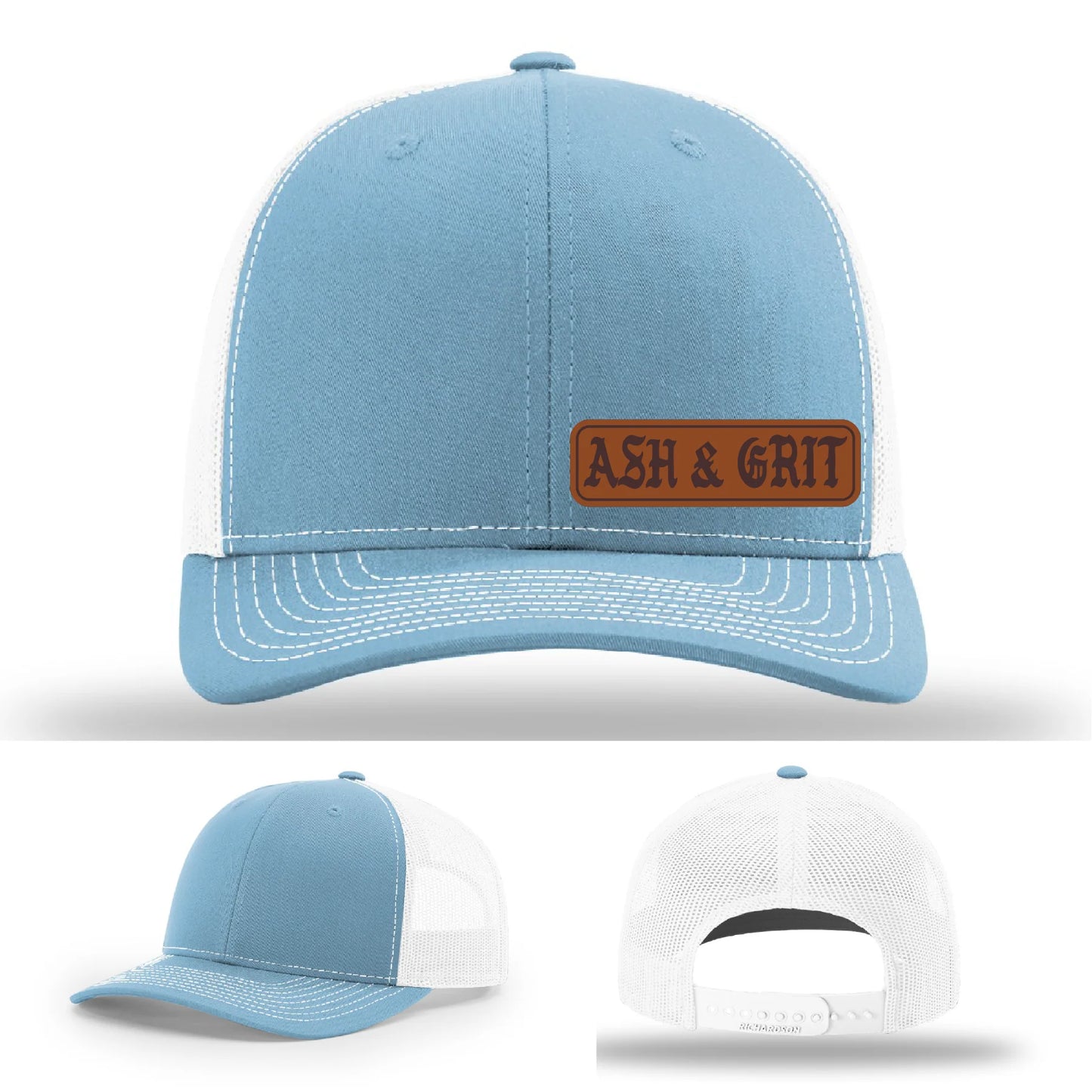 Stay Low & Flow – Ash & Grit Offset Leather Patch Hat