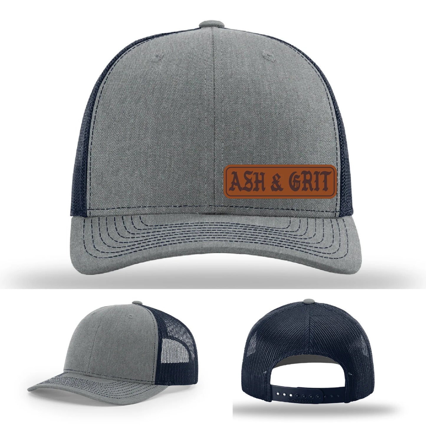 Stay Low & Flow – Ash & Grit Offset Leather Patch Hat