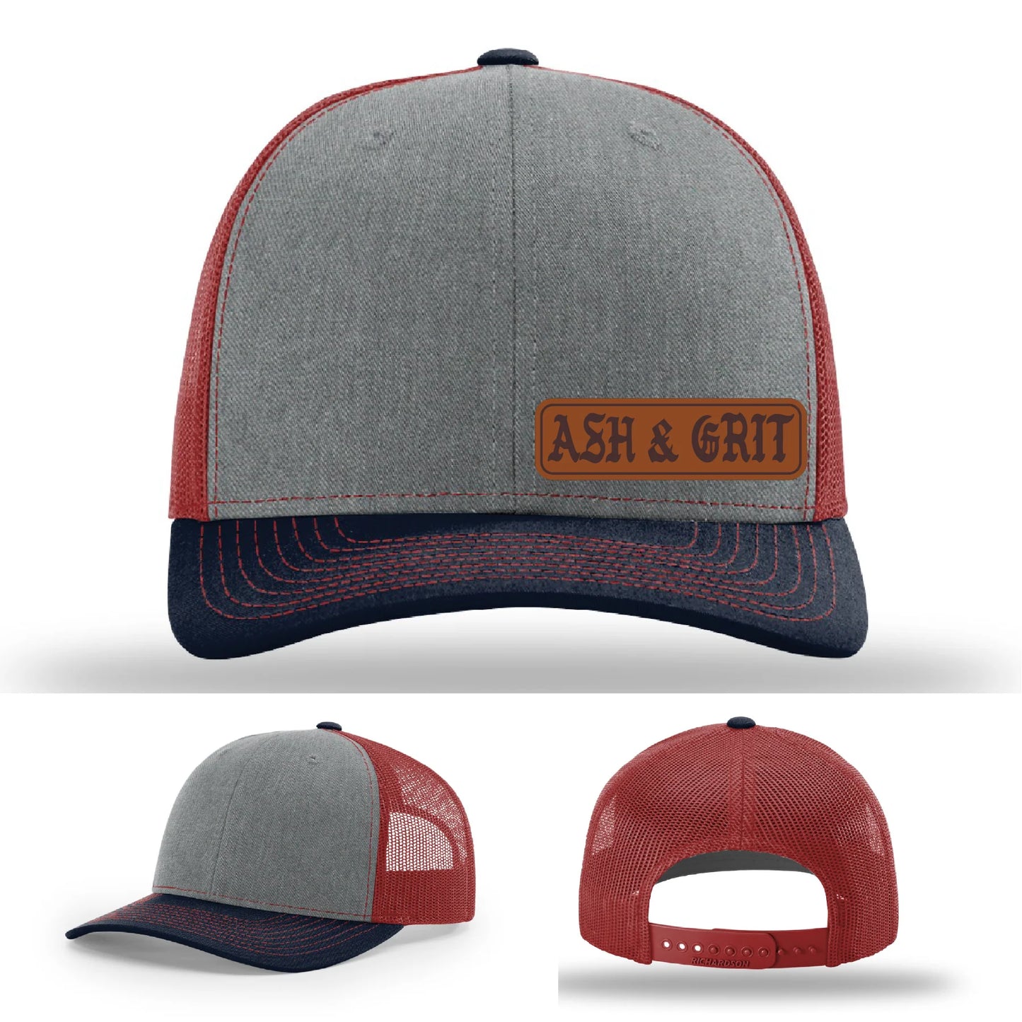 Stay Low & Flow – Ash & Grit Offset Leather Patch Hat