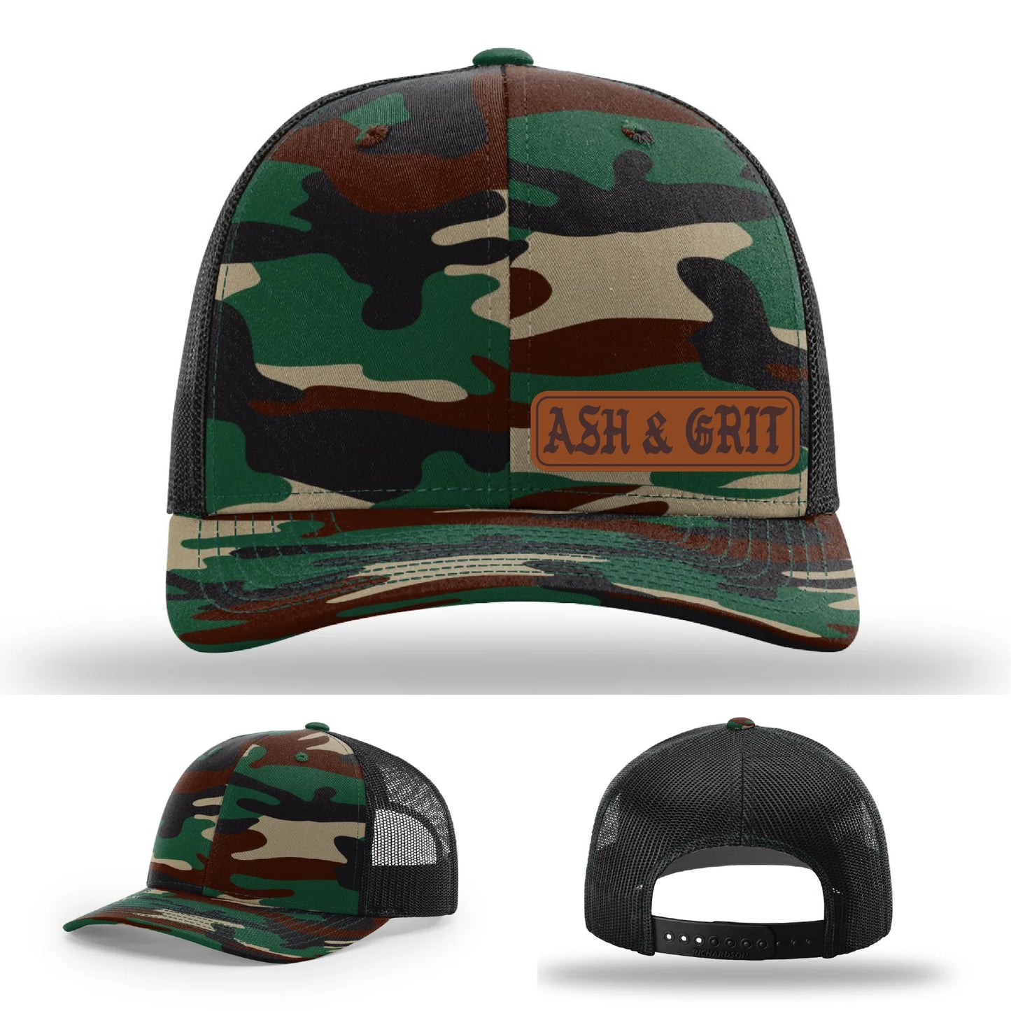 Stay Low & Flow – Ash & Grit Offset Leather Patch Hat
