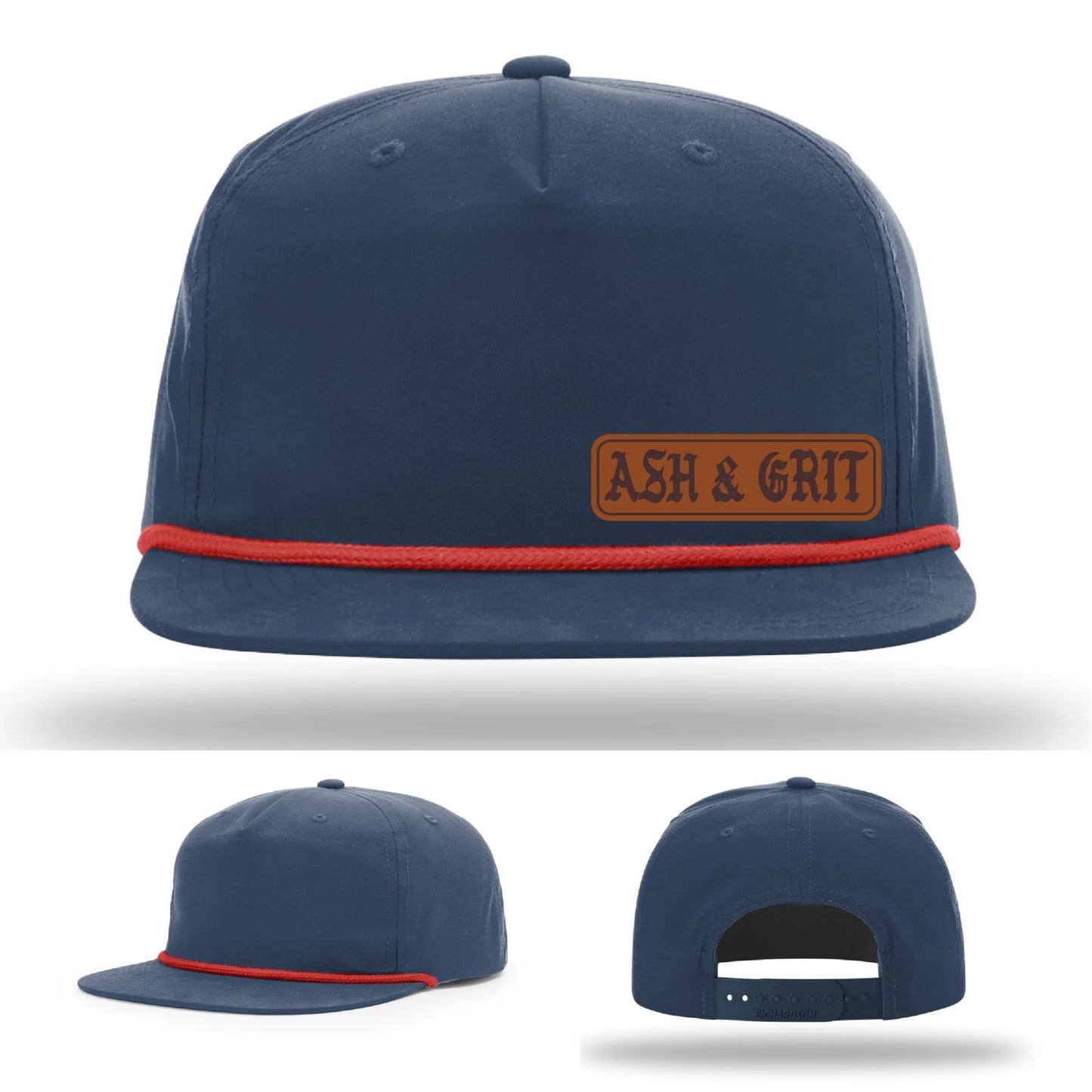 Stay Low & Flow – Ash & Grit Offset Leather Patch Hat