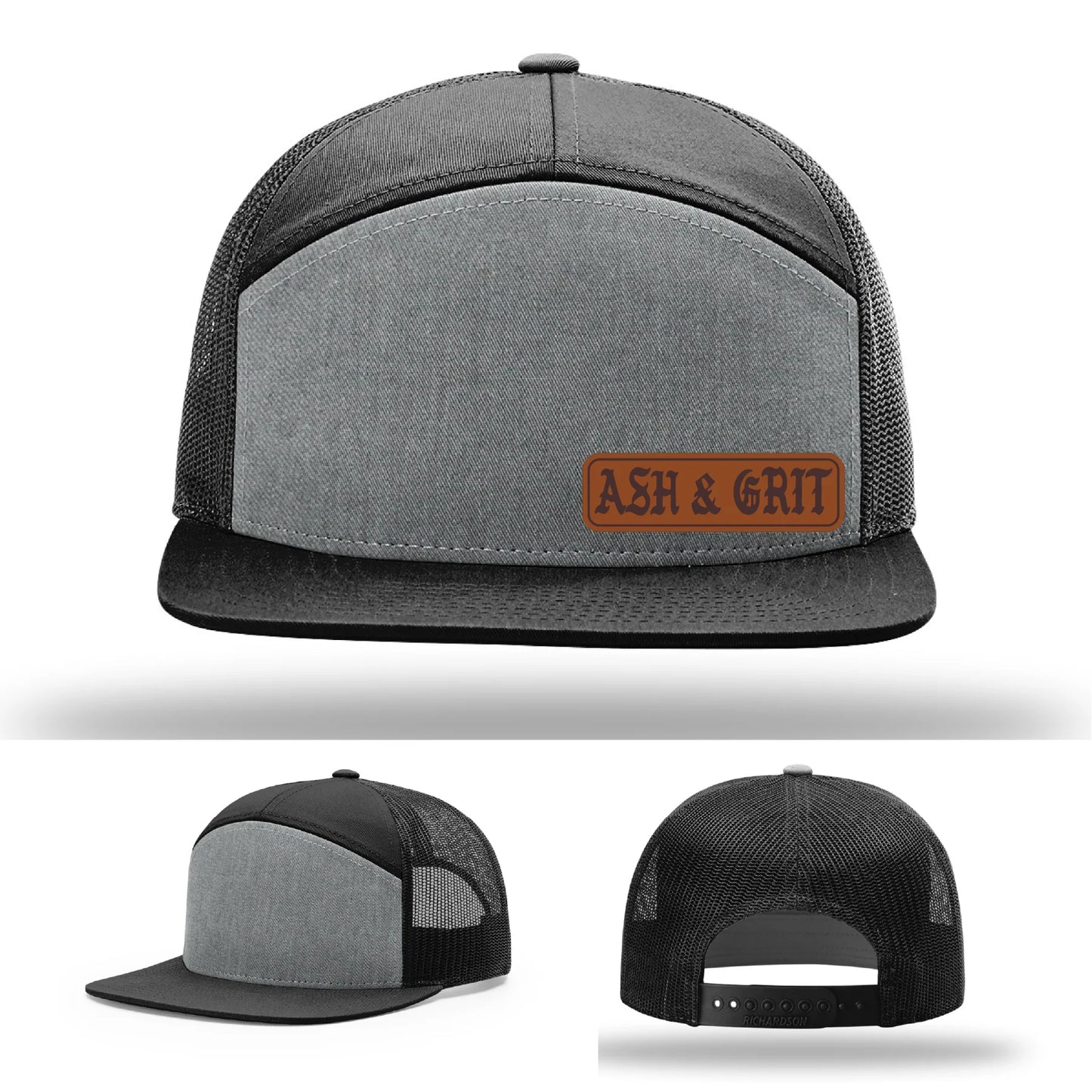 Stay Low & Flow – Ash & Grit Offset Leather Patch Hat