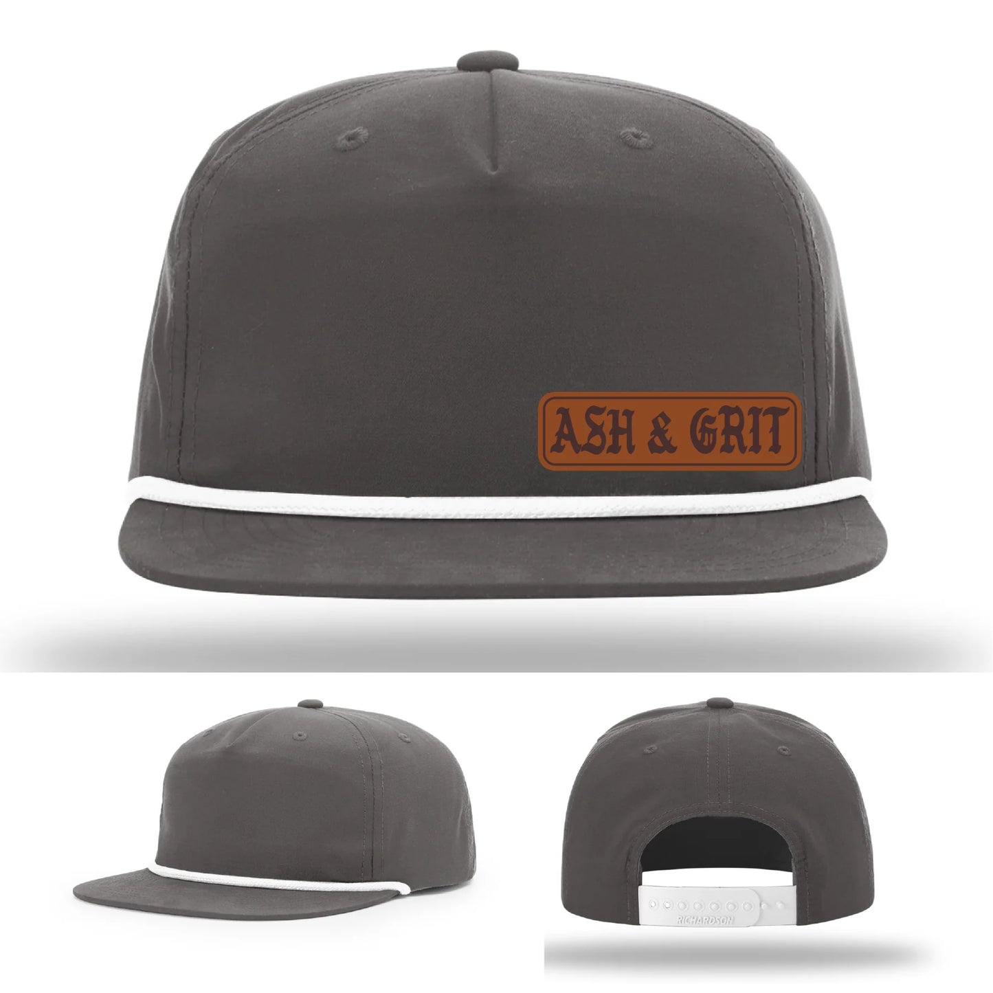 Stay Low & Flow – Ash & Grit Offset Leather Patch Hat