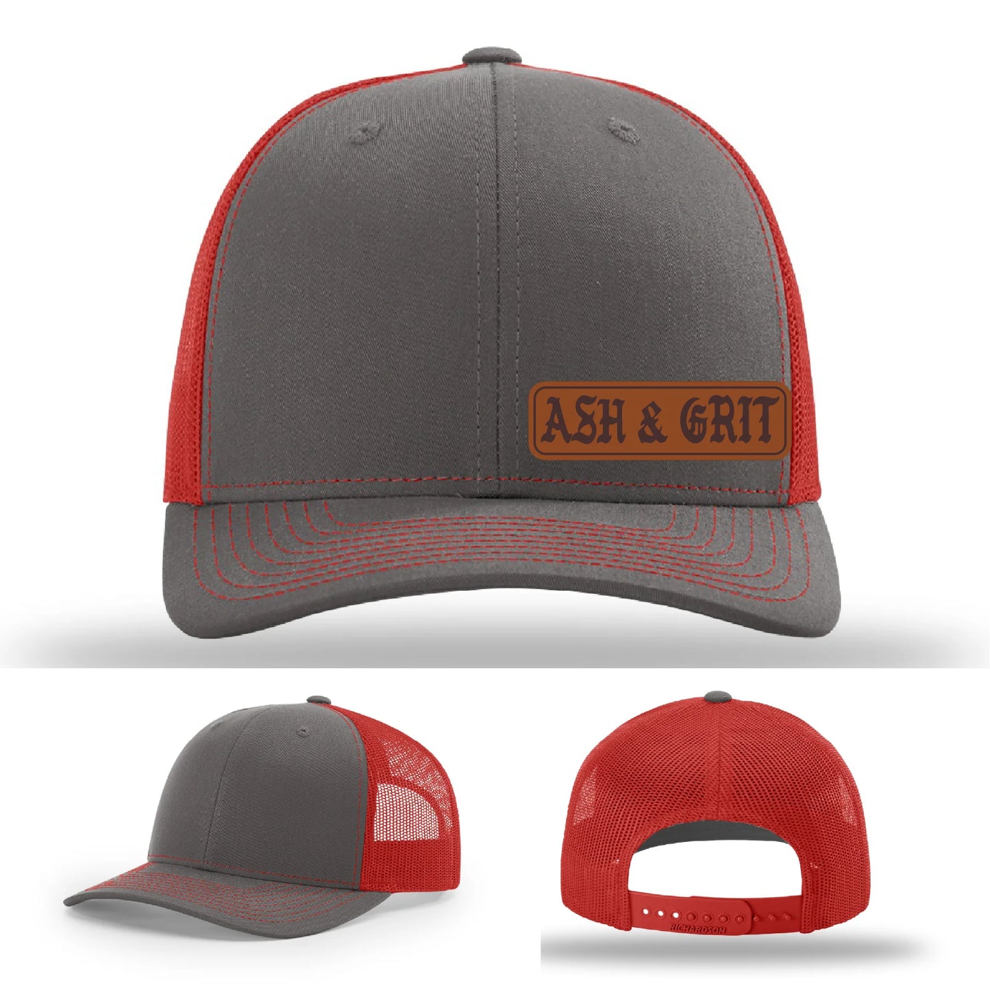 Stay Low & Flow – Ash & Grit Offset Leather Patch Hat