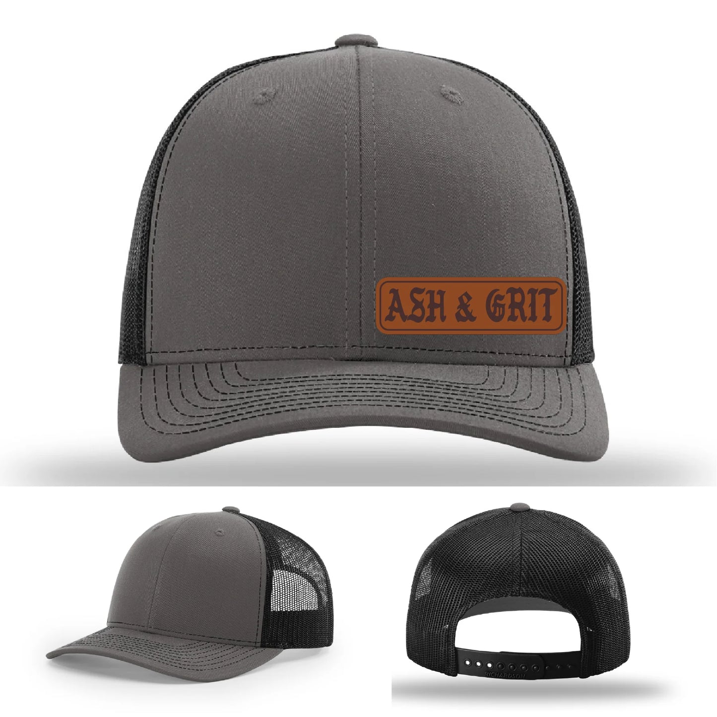 Stay Low & Flow – Ash & Grit Offset Leather Patch Hat