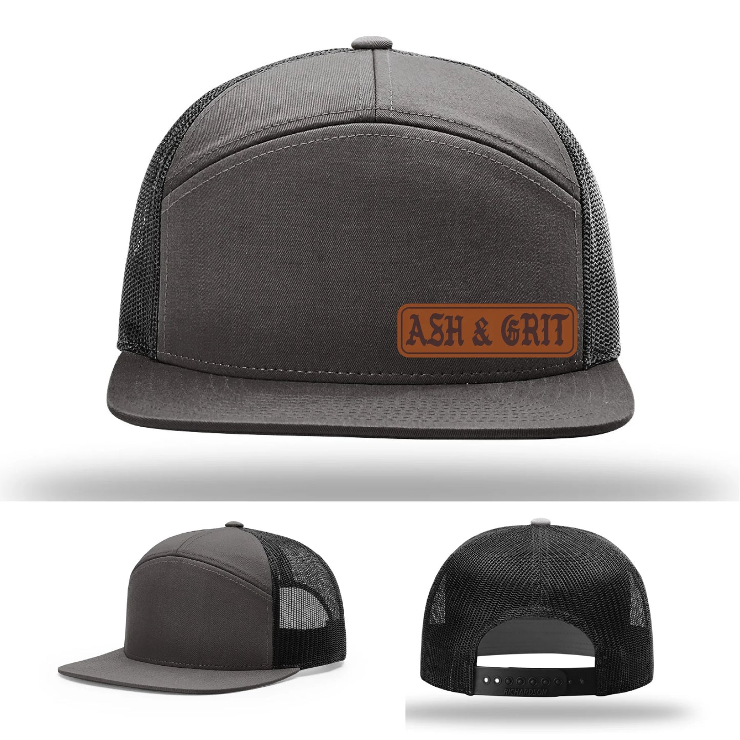 Stay Low & Flow – Ash & Grit Offset Leather Patch Hat