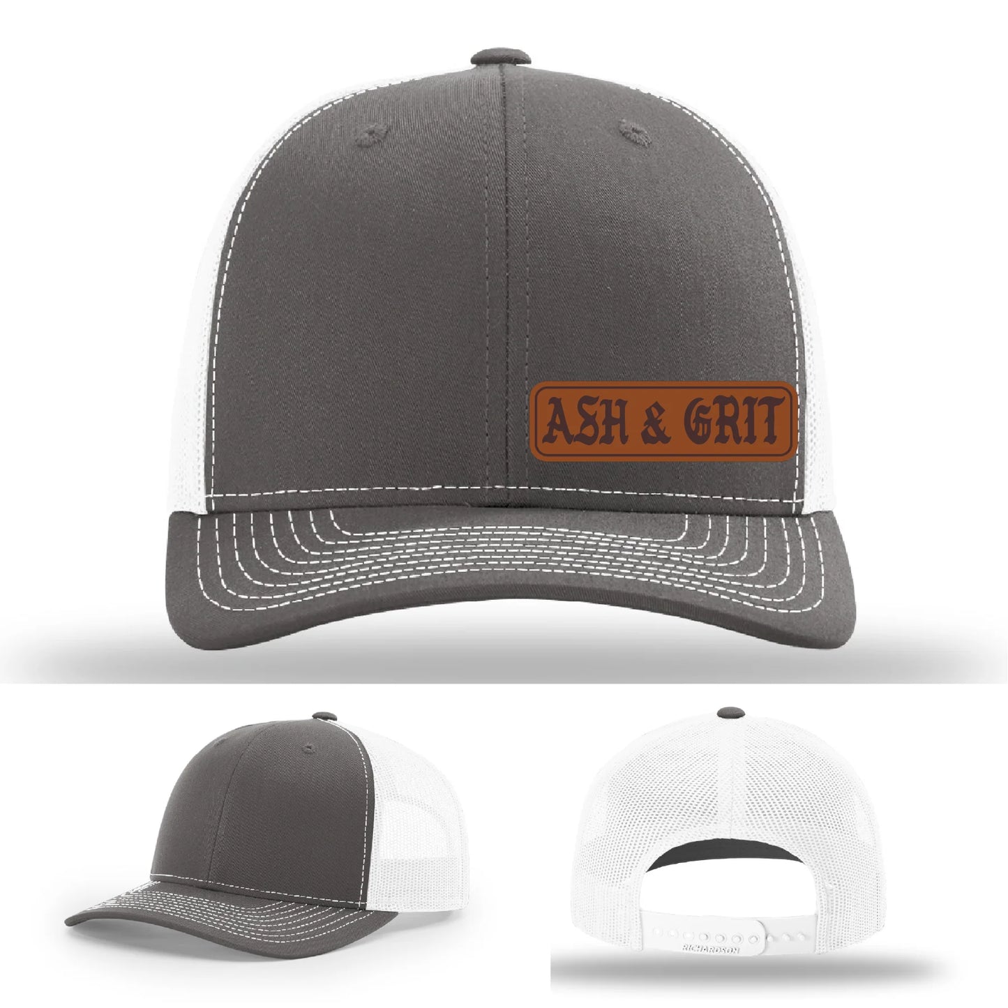 Stay Low & Flow – Ash & Grit Offset Leather Patch Hat