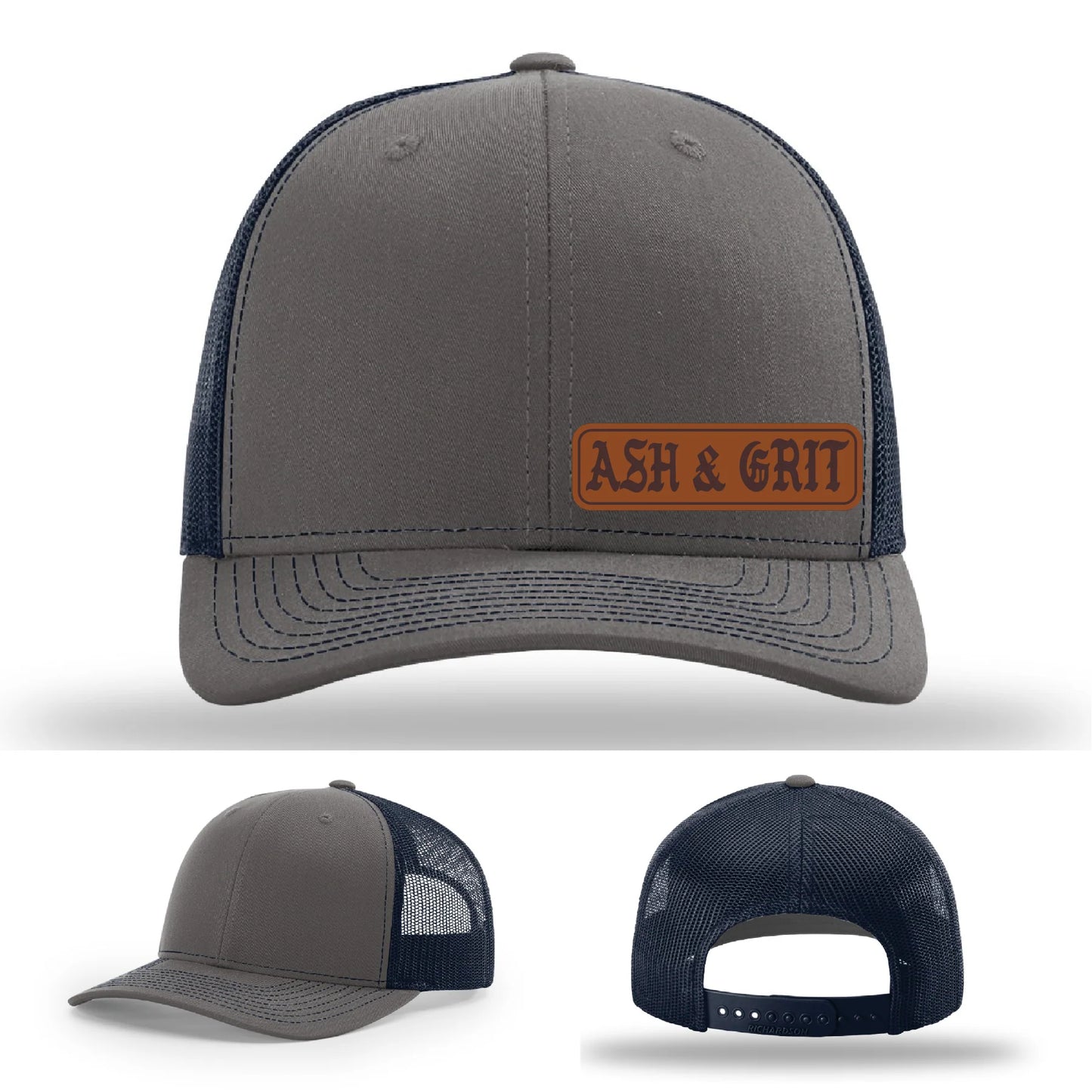 Stay Low & Flow – Ash & Grit Offset Leather Patch Hat