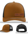 Stay Low & Flow – Ash & Grit Offset Leather Patch Hat
