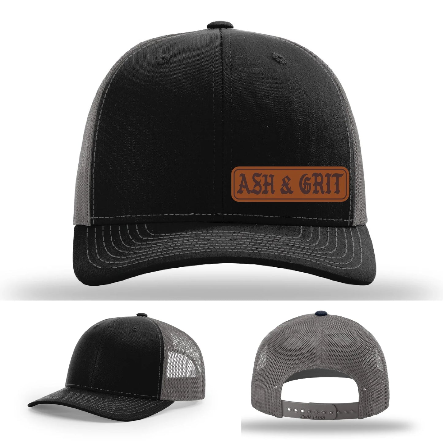 Stay Low & Flow – Ash & Grit Offset Leather Patch Hat