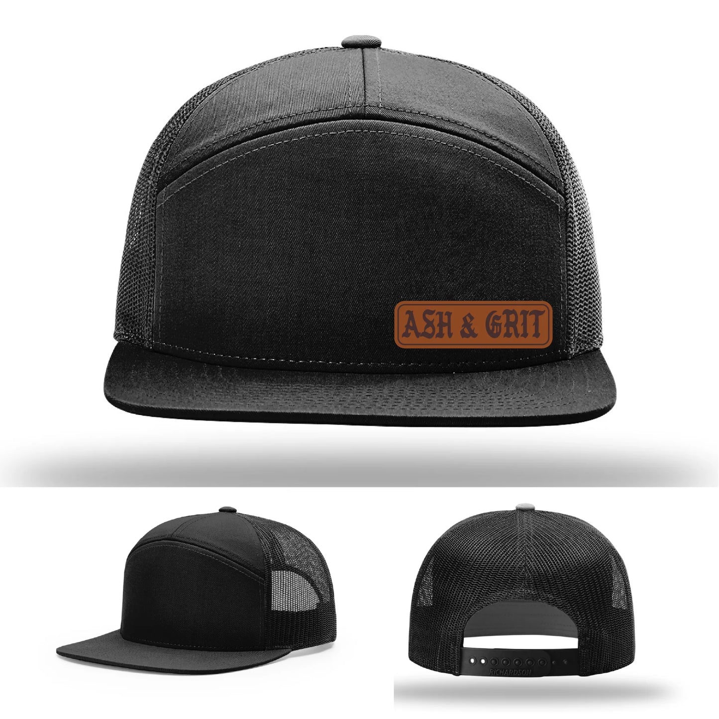 Stay Low & Flow – Ash & Grit Offset Leather Patch Hat