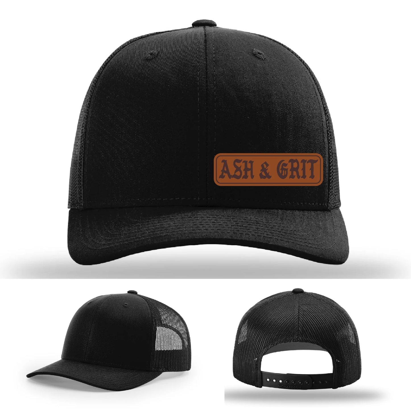 Stay Low & Flow – Ash & Grit Offset Leather Patch Hat