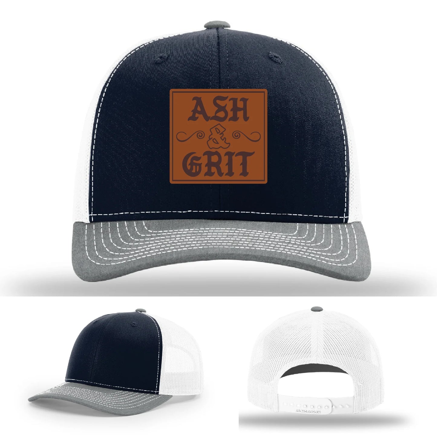 Framed in Grit – Ash & Grit Leather Patch Hat