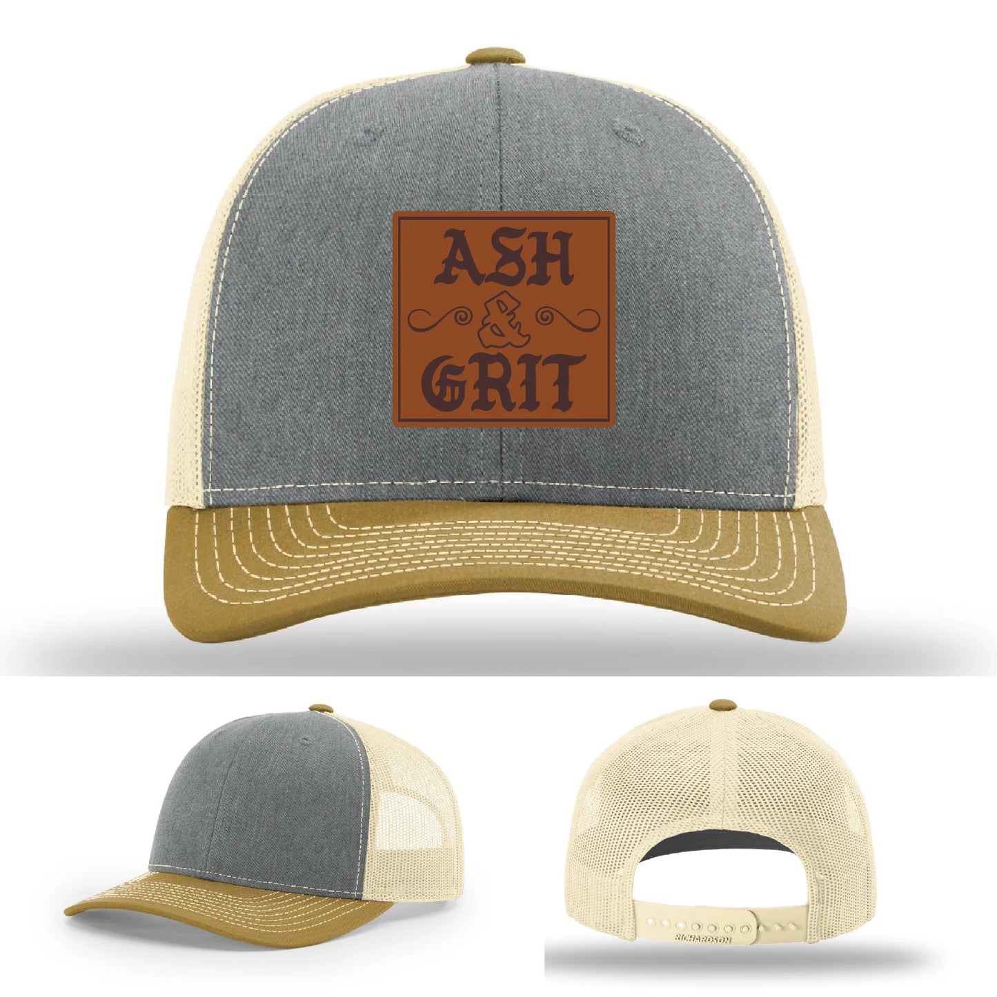 Framed in Grit – Ash & Grit Leather Patch Hat